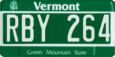 VT license plate RBY264