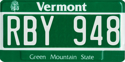 VT license plate RBY948