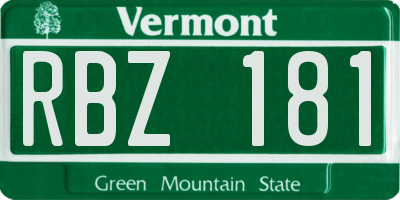 VT license plate RBZ181