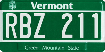 VT license plate RBZ211