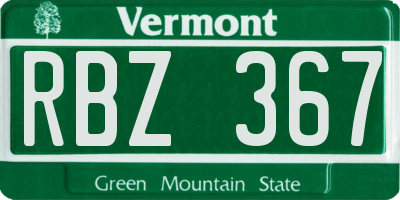 VT license plate RBZ367