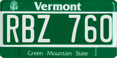 VT license plate RBZ760