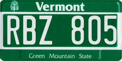 VT license plate RBZ805