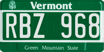 VT license plate RBZ968