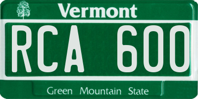 VT license plate RCA600