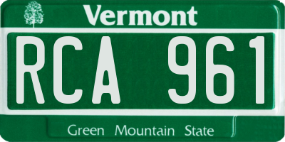 VT license plate RCA961