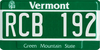 VT license plate RCB192