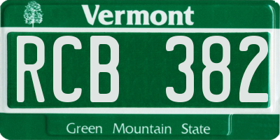 VT license plate RCB382