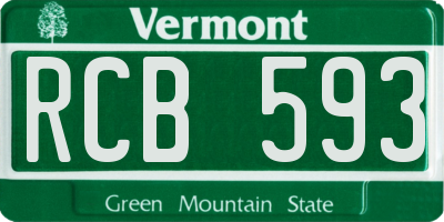 VT license plate RCB593