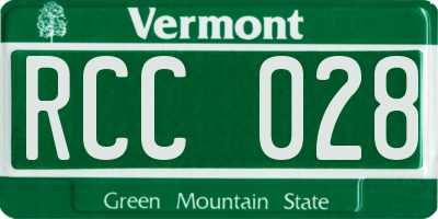 VT license plate RCC028