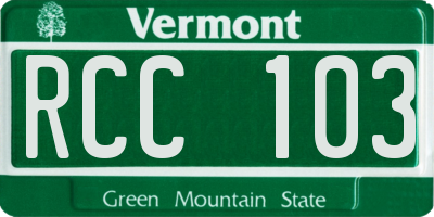 VT license plate RCC103