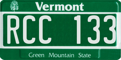 VT license plate RCC133
