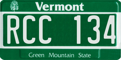 VT license plate RCC134