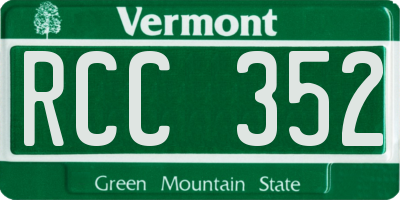 VT license plate RCC352