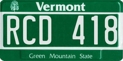 VT license plate RCD418