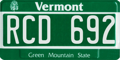 VT license plate RCD692
