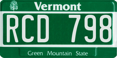 VT license plate RCD798