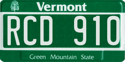 VT license plate RCD910