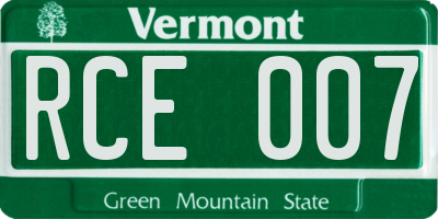 VT license plate RCE007
