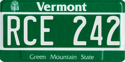 VT license plate RCE242