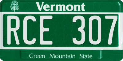 VT license plate RCE307