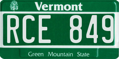 VT license plate RCE849
