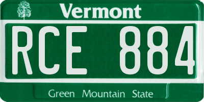 VT license plate RCE884