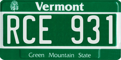 VT license plate RCE931
