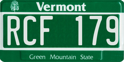 VT license plate RCF179
