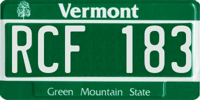 VT license plate RCF183