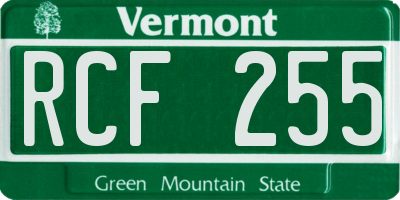 VT license plate RCF255