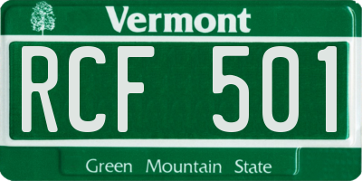 VT license plate RCF501