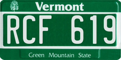 VT license plate RCF619