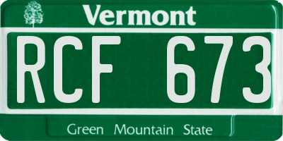 VT license plate RCF673