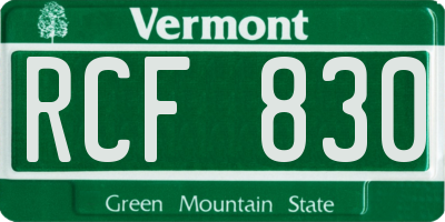 VT license plate RCF830