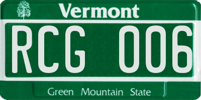 VT license plate RCG006