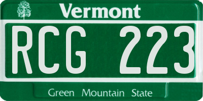 VT license plate RCG223