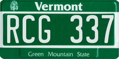 VT license plate RCG337