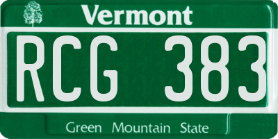 VT license plate RCG383