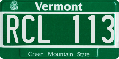 VT license plate RCL113