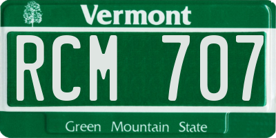 VT license plate RCM707