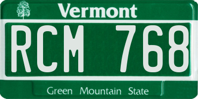 VT license plate RCM768