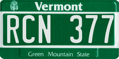 VT license plate RCN377