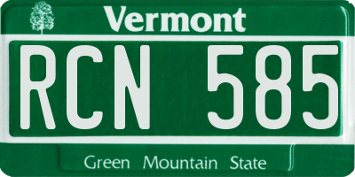VT license plate RCN585