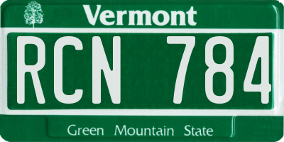 VT license plate RCN784