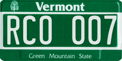 VT license plate RCO007