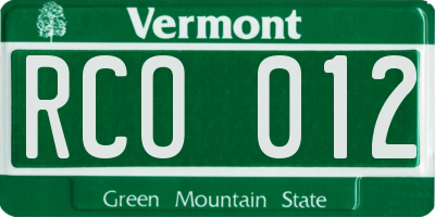 VT license plate RCO012