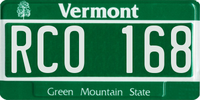 VT license plate RCO168