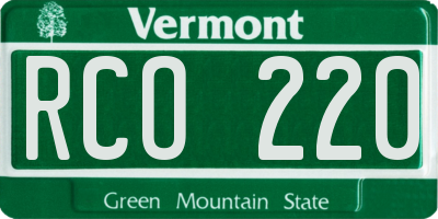 VT license plate RCO220
