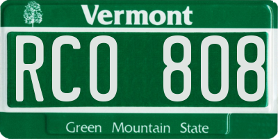 VT license plate RCO808